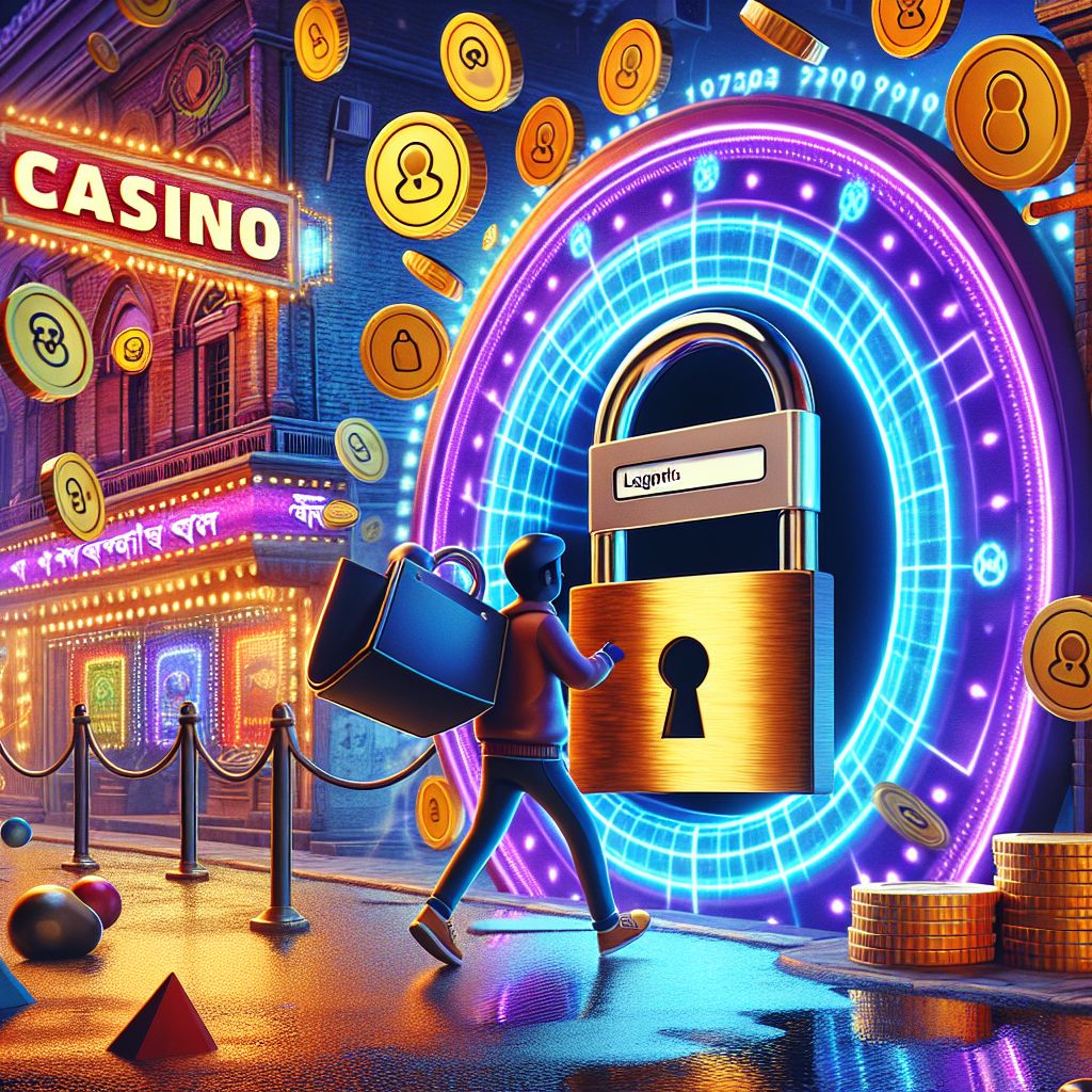Bat444 Login themed character with secure lock and casino elements